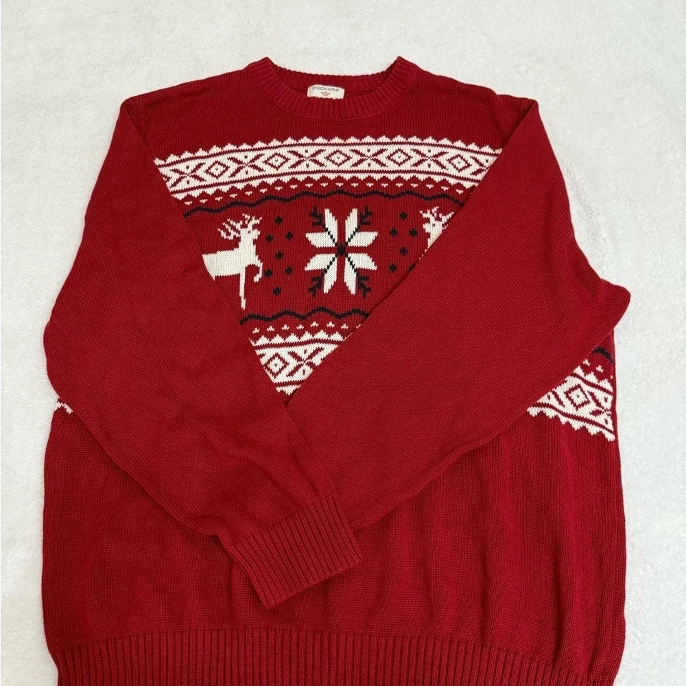 Dockers Festive Red Crewneck Sweater